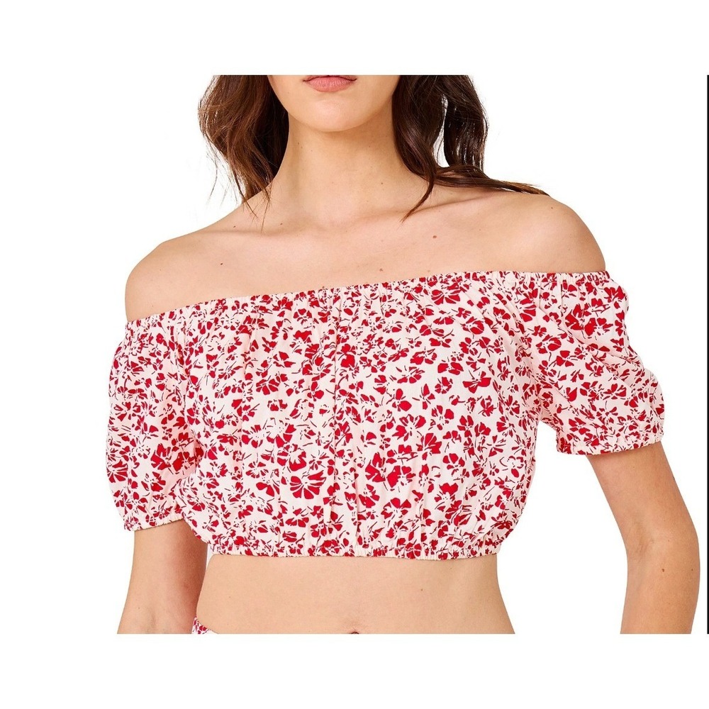 Hurley Womens Floral Off The Shoulder Crop Top Size M Summer Coastal Beach Boho